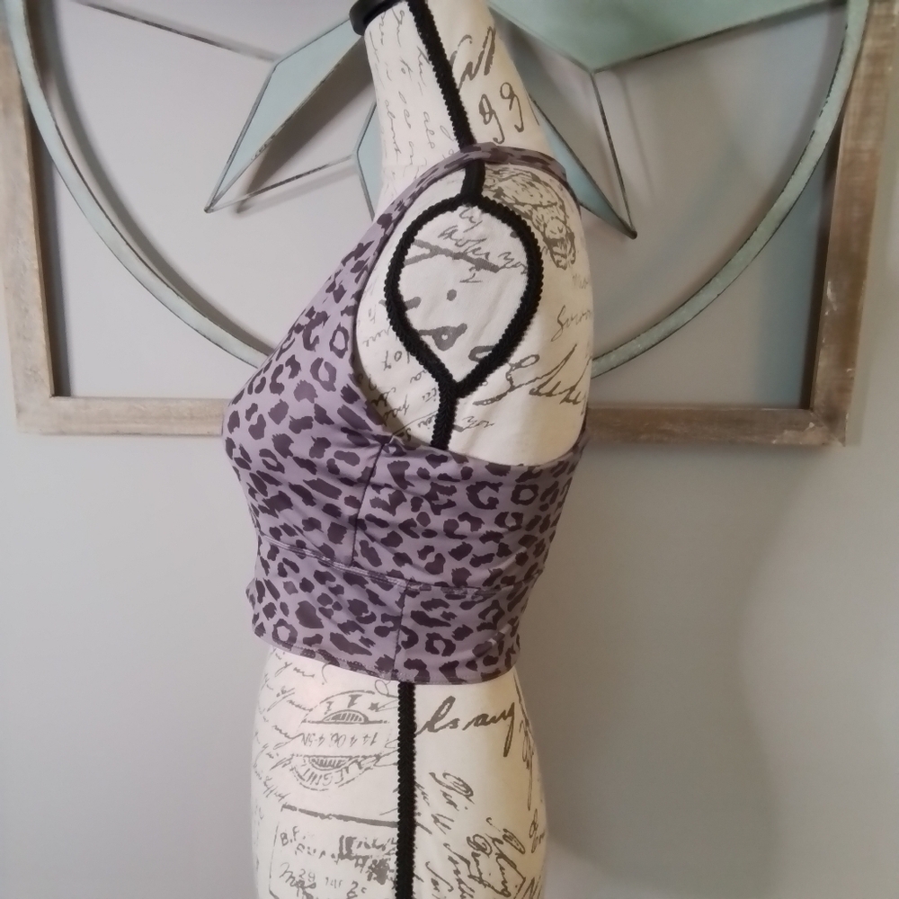 Rae Mode Los Angeles Athletic Bra Top Purple Leopard Print - M - Picture 3 of 5